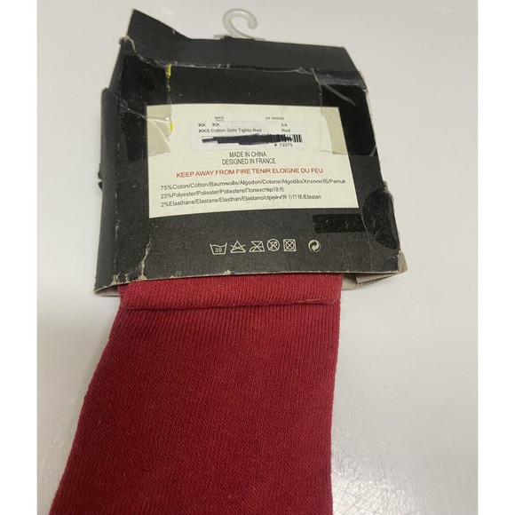 IKKS Girls Tights Sz 23/26 18-24 Mo Brick Red Cotton Blend NEW - Picture 4 of 4